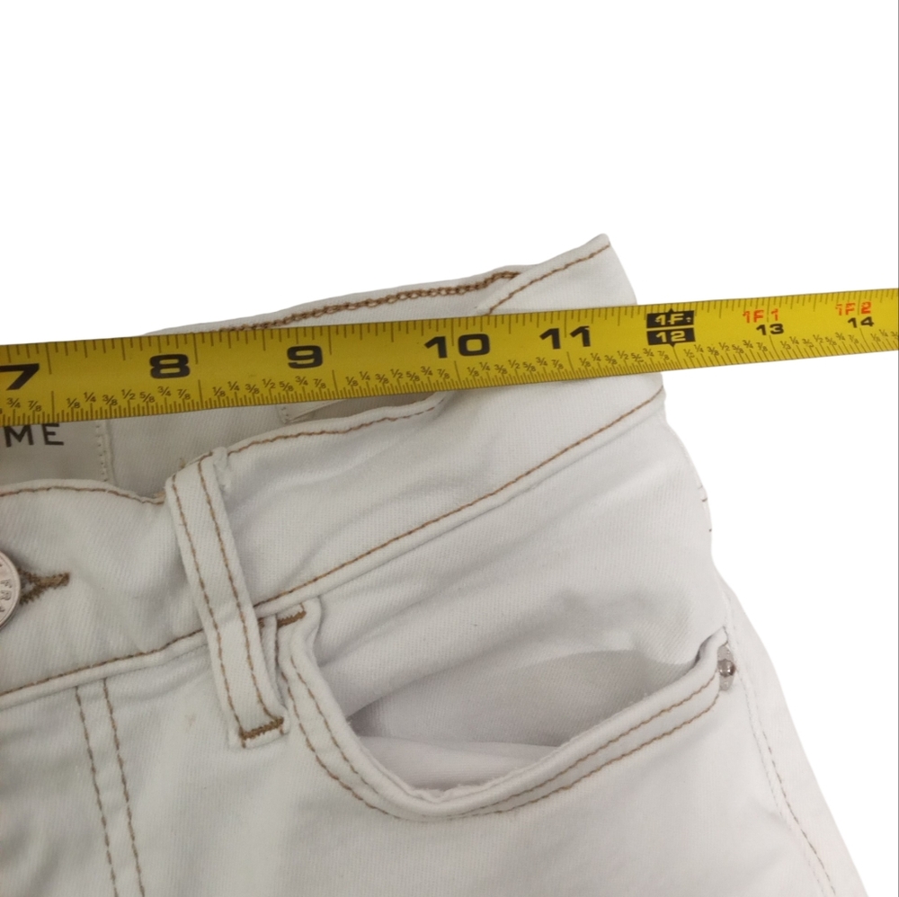 FRAME Le Palazzo Crop Wide Leg Jean White Tan Trim Raw Hem High Rise Sz 25 - Picture 4 of 8